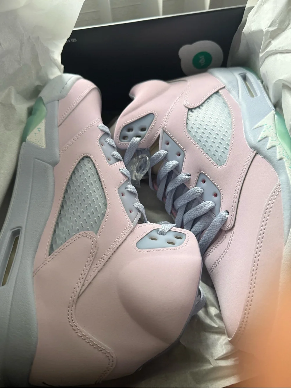 Jordan Pink and Light Blue High-Top Sneakers